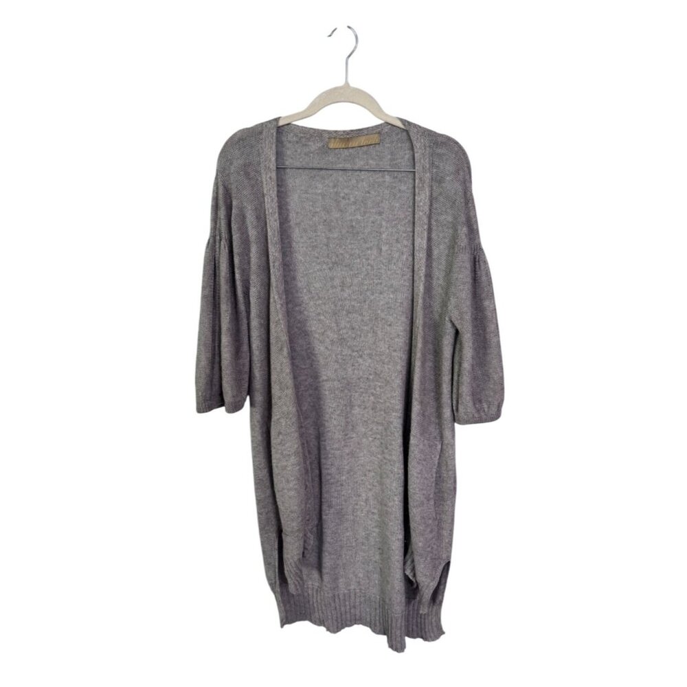 iliann loeb lightweight alpaca long cardigan sz M lagenlook minimalist designer‎